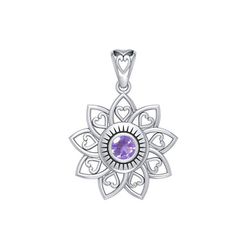 The Flower of Unity Sterling Silver Pendant with Gemstone TPD6420